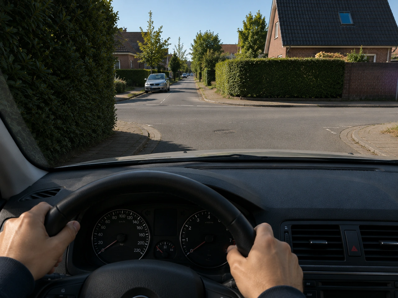 What should you do when your view is blocked at a junction?