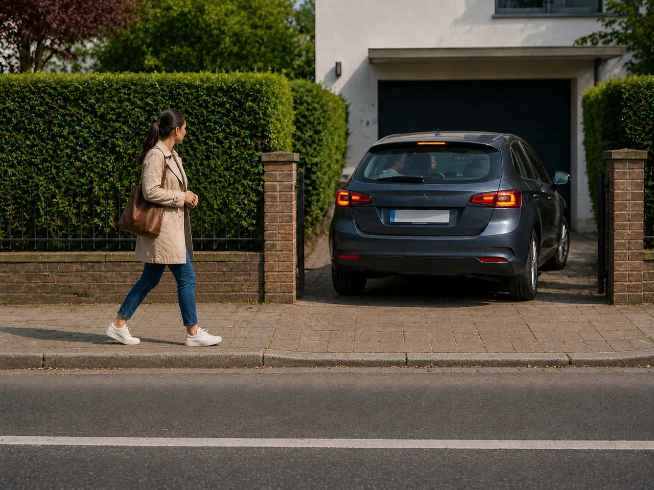 What should you do when walking near a driveway?