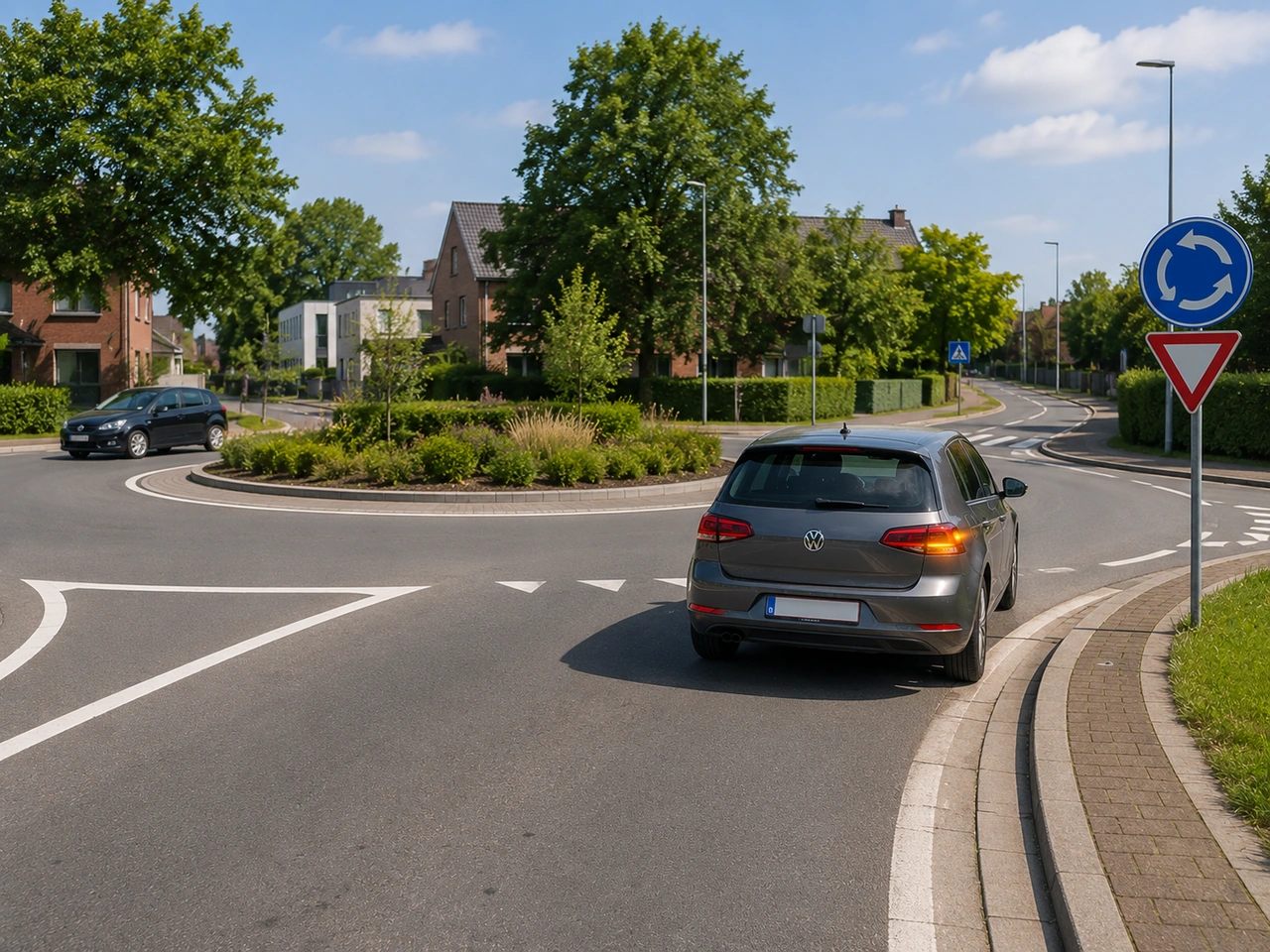 When must you use an indicator at a Belgian roundabout?