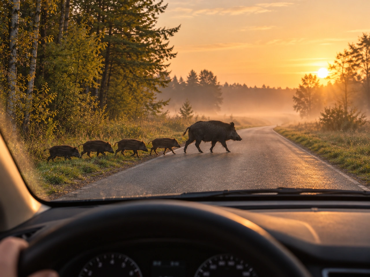 Why should you be especially alert for wild animals at dawn and dusk?