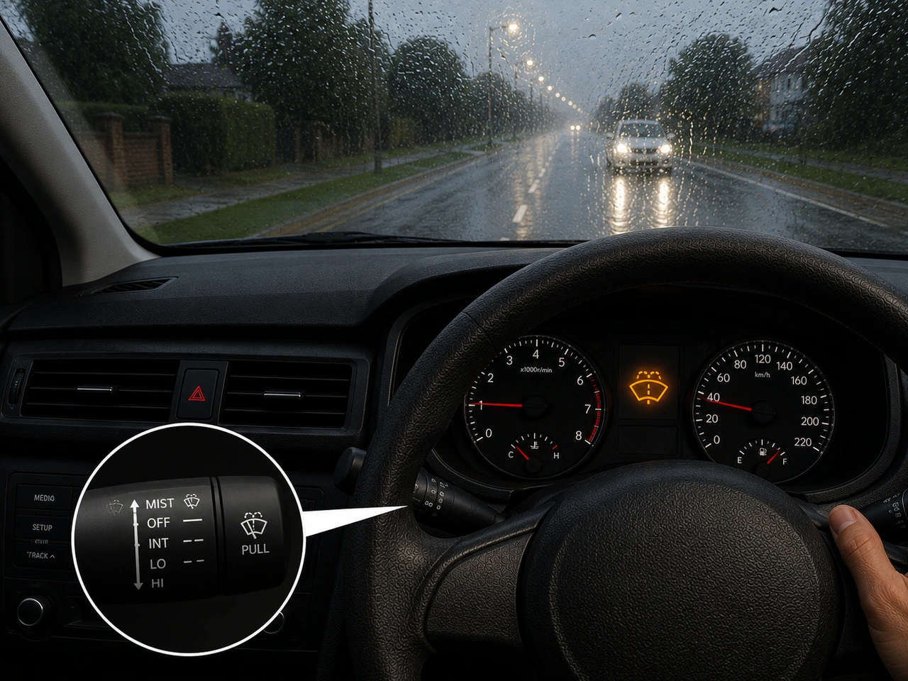 What should you do if the windscreen wipers stop working during heavy rain?