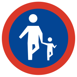 Verplicht pad voor voetgangers.