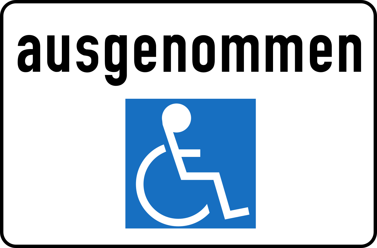 Personen met een handicap uitgezonderd.