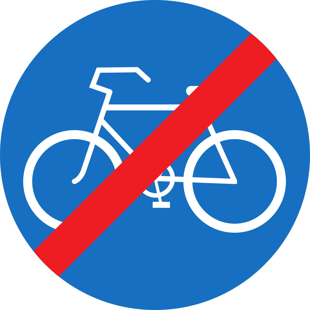 Einde van verplicht pad voor fietsers.