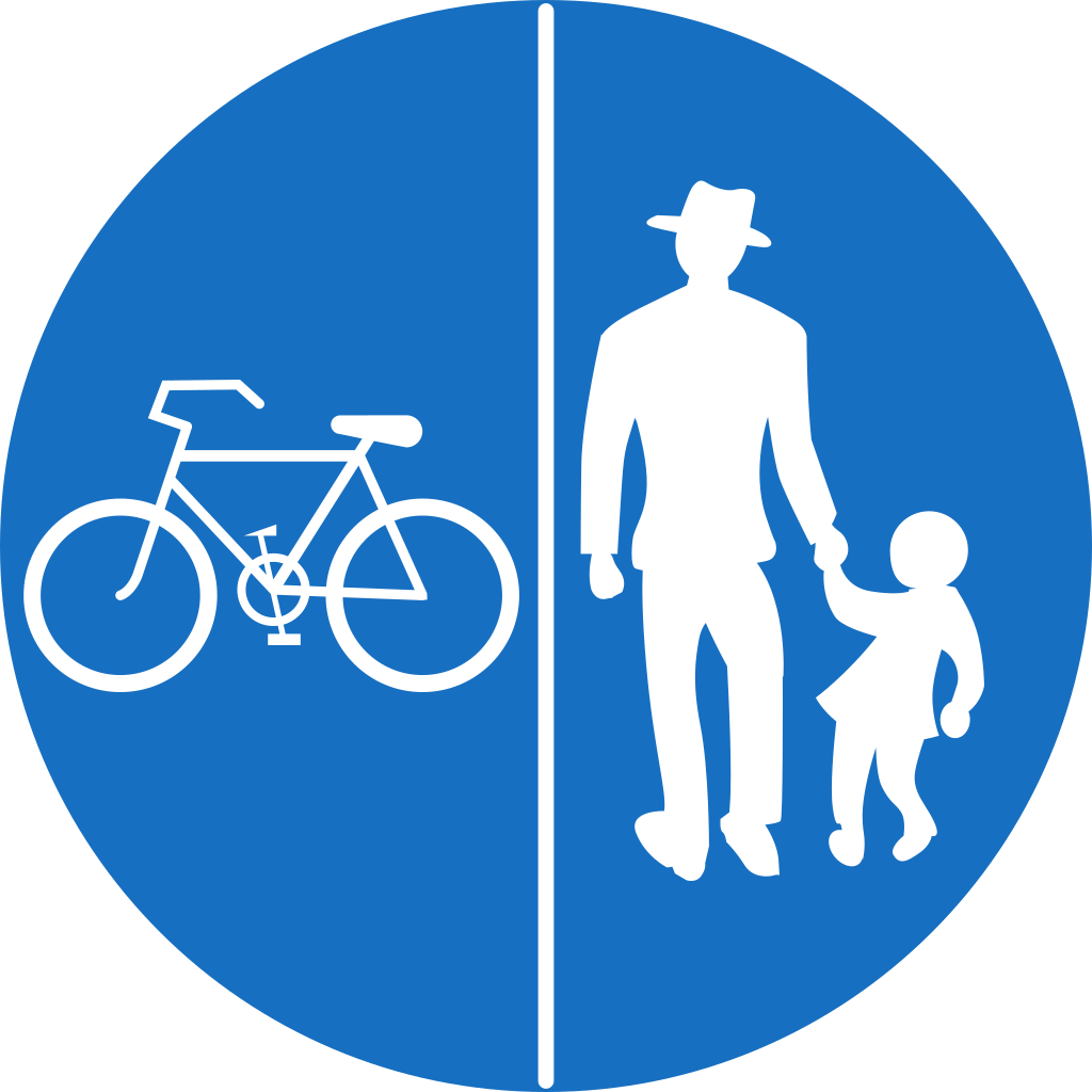 Verplicht gescheiden voet- en fietspad.