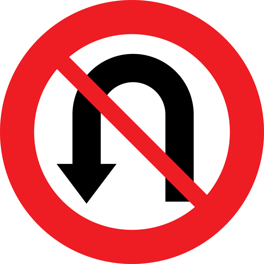 Keren verboden (U-turn).