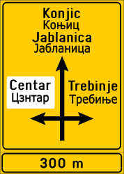Information sur les directions du carrefour.