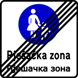 Fin de la zone pour piétons.