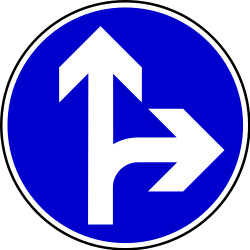 Driving straight ahead or turning right mandatory.