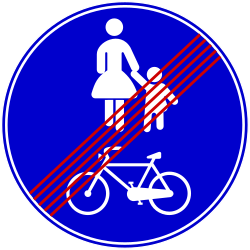 End of shared pedestrian and cycle path.