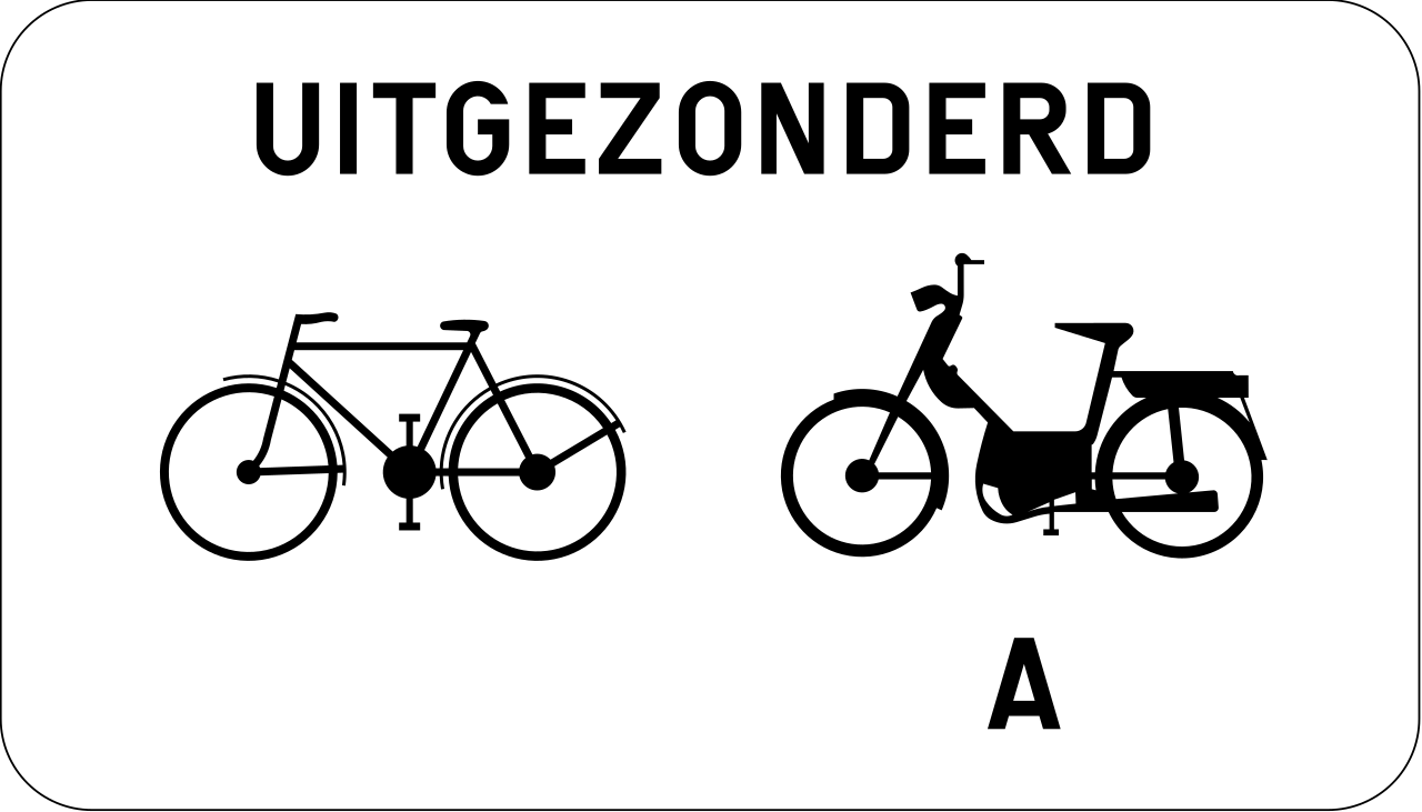 Fietsers en bromfietsen klasse A toegestaan.