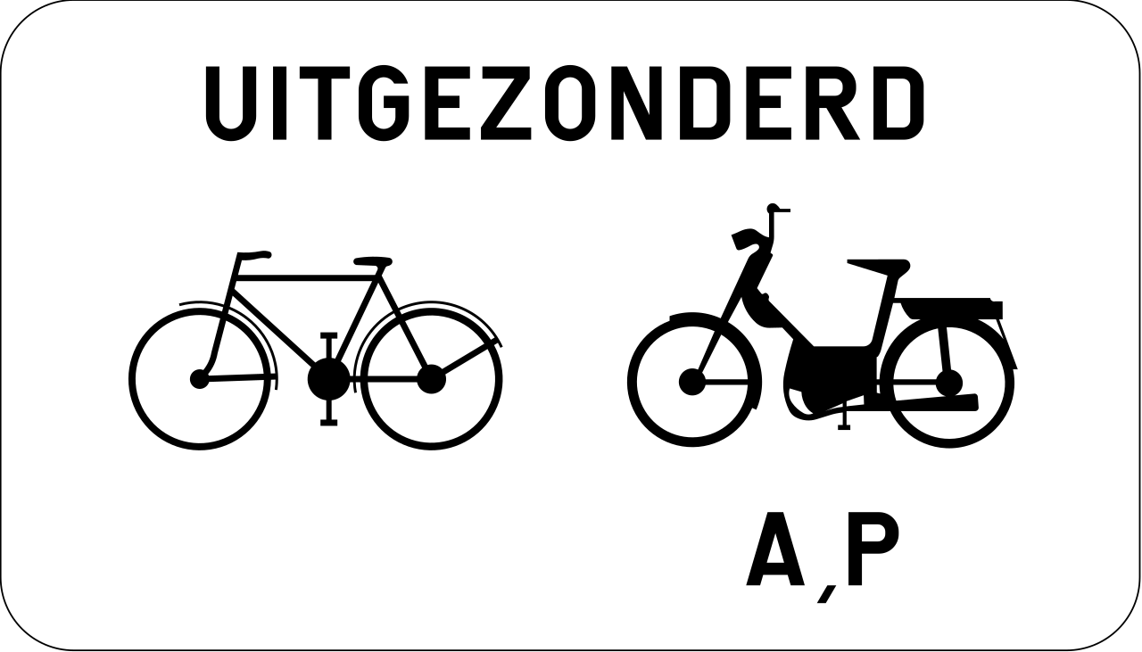 Fietsers en bromfietsen klasse A en P toegestaan.