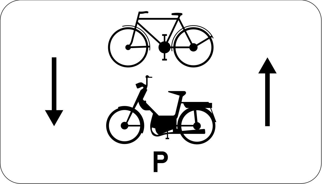 Fietsers en bromfietsen klasse P in beide richtingen.
