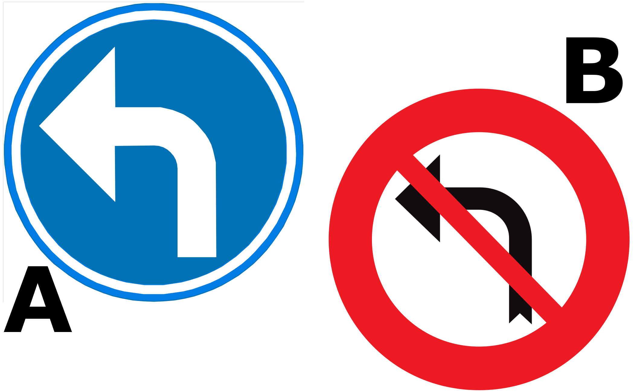 Which traffic sign indicates that turning left is mandatory?