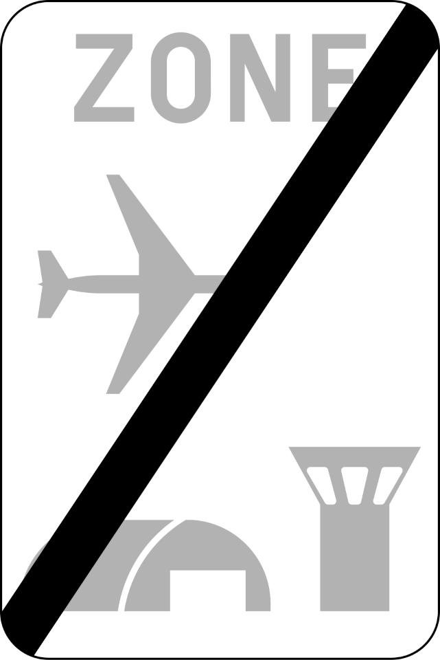 Fin de zone aéroportuaire.