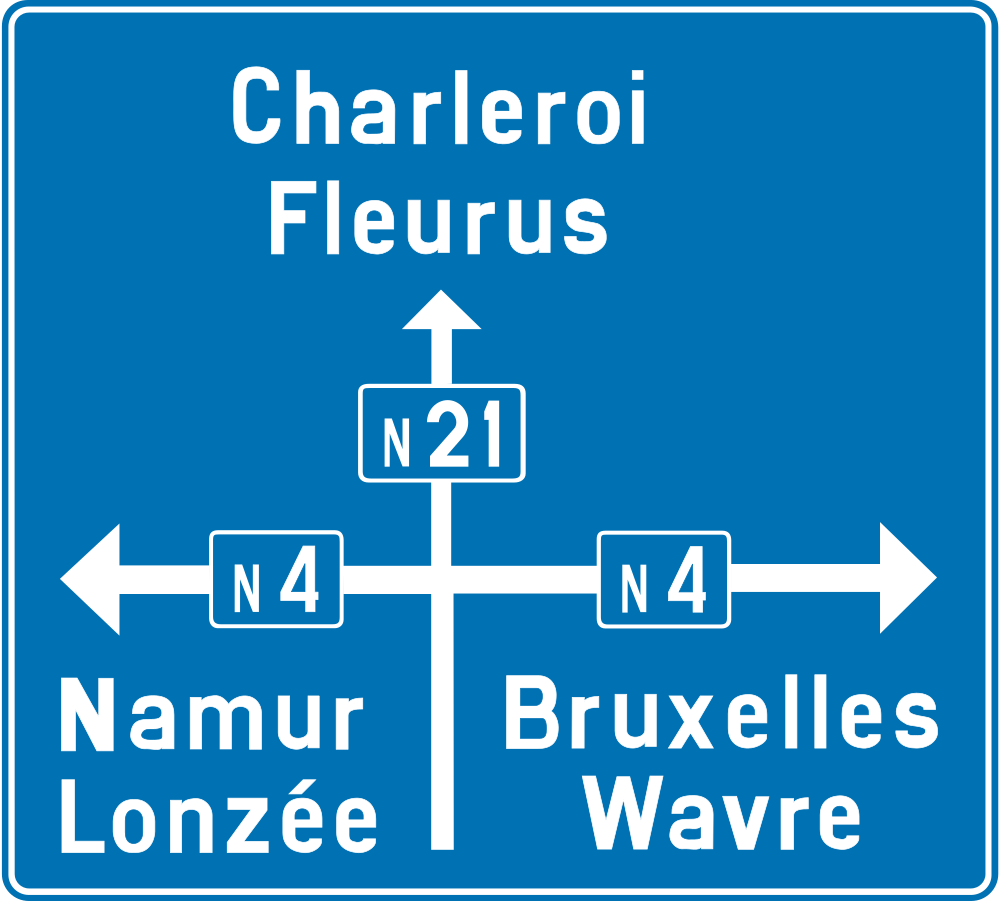 Information sur les directions du carrefour.