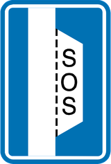 Zona de paragem de emergência com telefone SOS.