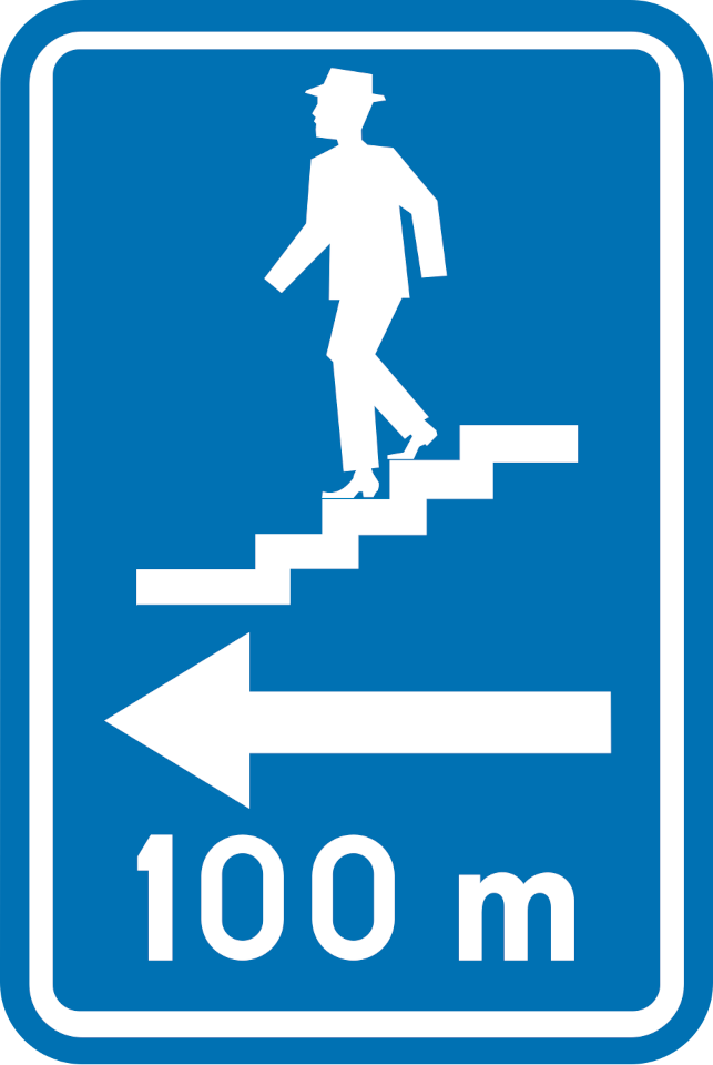 Direction d’un passage souterrain.