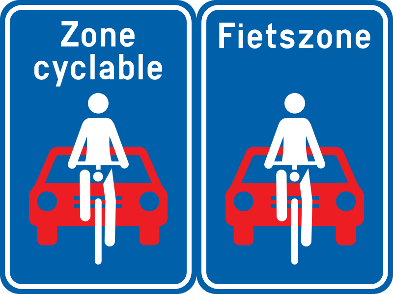 Début d'une zone pour cyclistes.