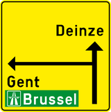 Omleidingsrichtingen op het kruispunt.