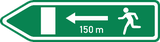 Richting naar de nooduitgang.