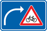 Waarschuwing voor fietsers bij rechts afslaan.