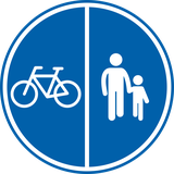 Verplicht gescheiden voet- en fietspad.