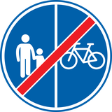 Einde van het gescheiden voet- en fietspad.