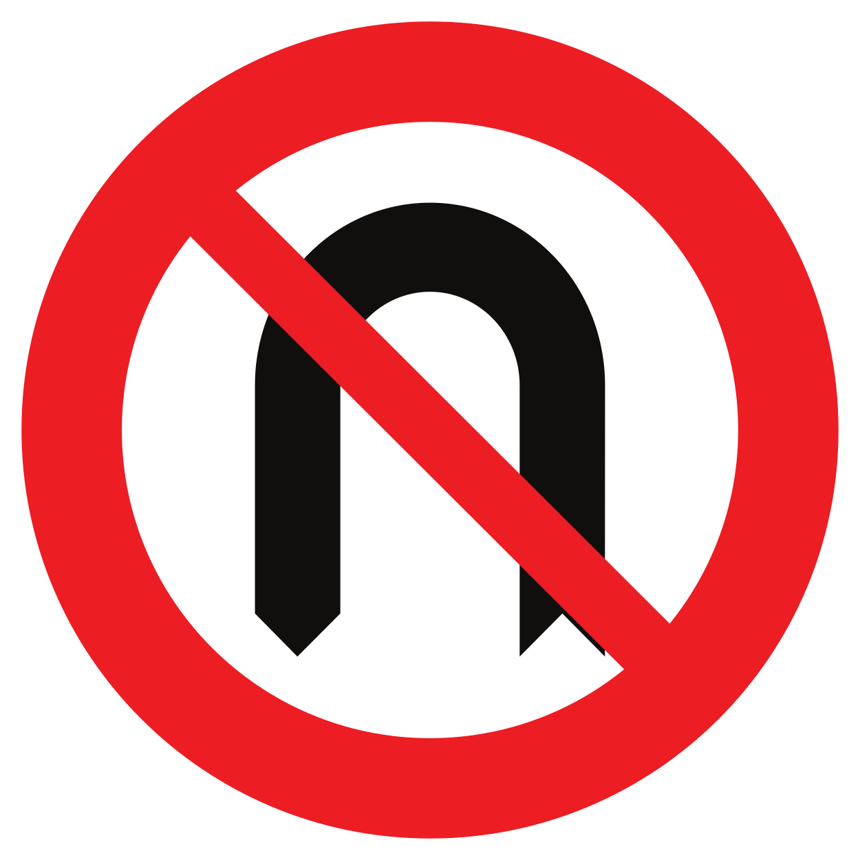 Keren verboden (U-turn).