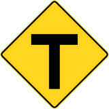 Warning for an uncontrolled T-junction.