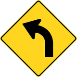 Warning for a curve to the left.