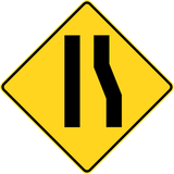 Warning for a road narrowing on the right.
