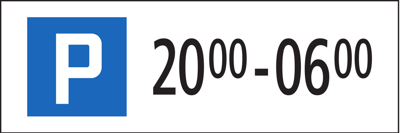 Parkeren toegestaan tijdens de aangegeven tijden.