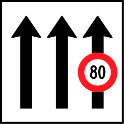 Maximumsnelheid op een rijstrook.
