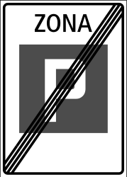 Einde van de parkeerzone.