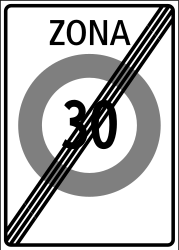 Einde van de zone met snelheidslimiet.