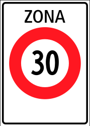 Begin van een zone met snelheidslimiet.