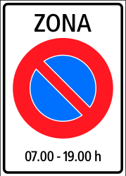 Begin van een parkeerverbodszone.