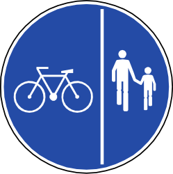 Verplicht gescheiden voet- en fietspad.