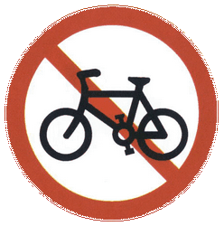 Fietsers verboden.