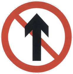 Rechtdoor rijden verboden.