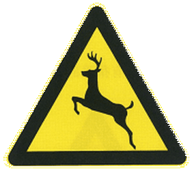 Avertissement pour traversée de cerfs.