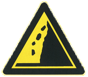 Avertissement pour chutes de pierres.