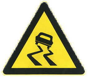 Avertissement pour une chaussée glissante.