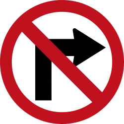 Turning right prohibited.
