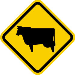 Waarschuwing voor vee op de weg.