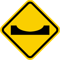 Waarschuwing voor een uitholling in de weg.