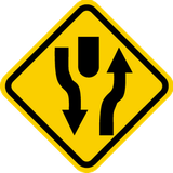 Waarschuwing voor een gescheiden rijbaan.