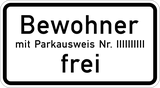 Bewoners met vergunning nummer ... toegestaan.