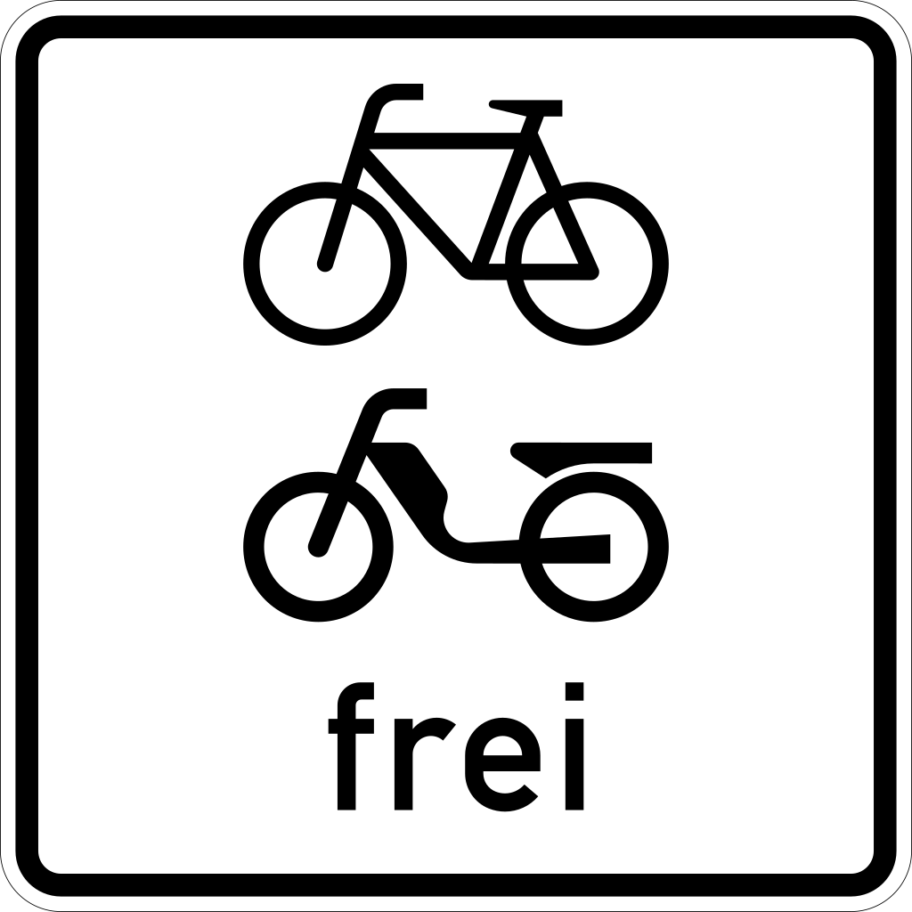 Cyclists and mopeds allowed.